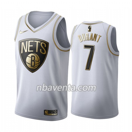 Camiseta Hombre Brooklyn Nets Kevin Durant 7 2019-20 Nike Blanco Golden Edition Swingman